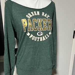 NFL Green Bay Packers Off-the-Shoulder Green Sweatshirt